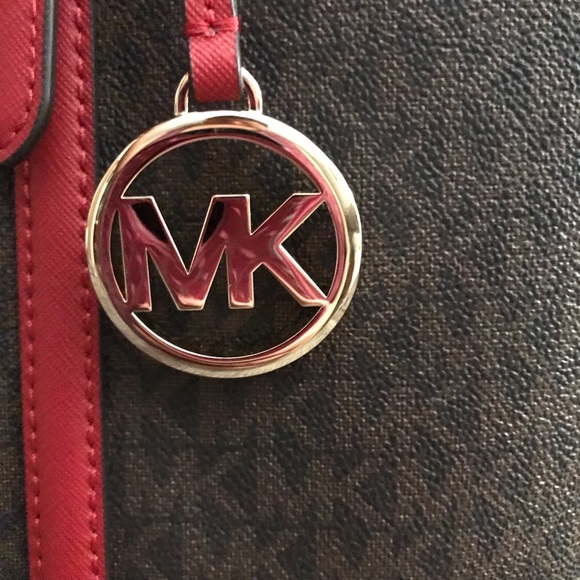 Michael Kors red/brown tote. - Picture 5 of 8